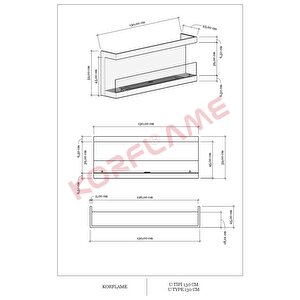 Korflame U Tipi 130 Cm Bioetanol Şömine