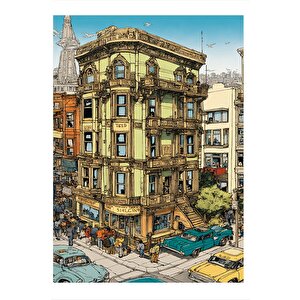 Bina Ve İnsanlar Tasarım Ahşap Tablo 35cm X50cm 35x50 cm
