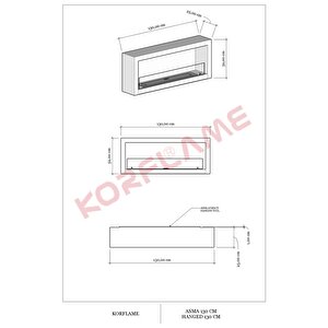 Korflame Asma 130 Cm Bioetanol Şömine