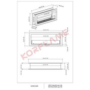Korflame Çift Taraflı 130 Cm Bioetanol Şömine
