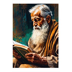 Yaşlı Adam Bir Şeyler Okuyor Dekoratif Mdf Tablo 25cmx 35cm 25x35 cm