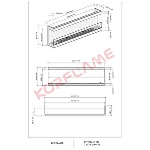 Korflame U Tipi 200 Cm Bioetanol Şömine