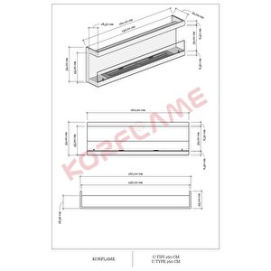 Korflame U Tipi 160 Cm Bioetanol Şömine