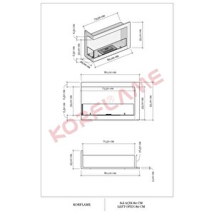 Korflame Sol Açık  80 Cm Bioetanol Şömine