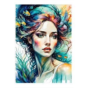 Denizin İçindeki Kız  Art Mdf Poster 25cmx 35cm 25x35 cm
