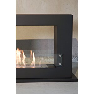 Korflame Supporto Siyah Bioetanol Şömine