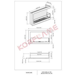 Korflame Sağ Açık 100 Cm Bioetanol Şömine