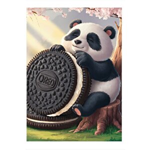 Siyah Beyaz Bisküvi Ve Panda Modern Mdf Tablo 35cm X50cm 35x50 cm