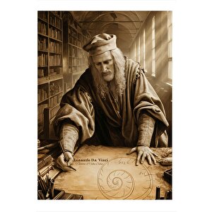 Leonardo Da Vinci Eskiz Çalışması Hediyelik Mdf Tablo 35cm X50cm
