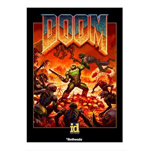Doom Oyun Afişi Modern Ahşap Tablo 50cmx 70cm 50x70 cm