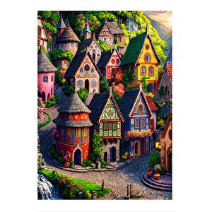 Peri Masalı Evleri Dekoratif Mdf Tablo 25cmx 35cm 25x35 cm