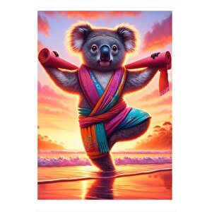 Yoga Yapan Koala Desenli Mdf Tablo 35cm X50cm