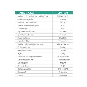 750w İç/dış Ortam Pano Kliması