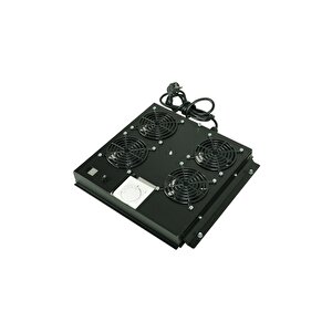Canovate 4lü Rack Kabinet Fan Modülü Termostatlı Ral 9005 Siyah 2 Yıl Üretici Garantili