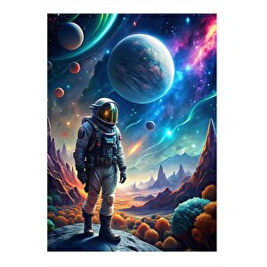 Uzay Ve Astronot Modern Ahşap Tablo 25cmx 35cm 25x35 cm