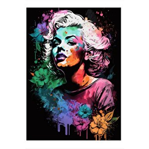 Pastel Renkli Marilyn Monroe Desenli Ahşap Tablo 25cmx 35cm 25x35 cm
