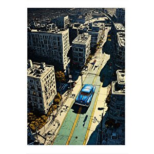 Arabalar Ve Şehirler Tasarım Mdf Tablo 25cmx 35cm 25x35 cm