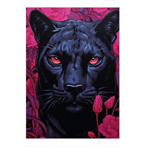 Siyah Panter Hediyelik Ahşap Tablo 25cmx 35cm 25x35 cm