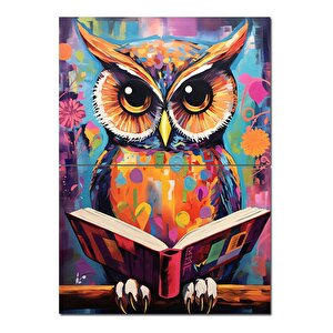 Kitap Okuyan Baykuş Hediyelik Mdf Tablo 70cmx 100cm 70x100 cm