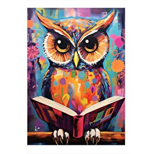 Kitap Okuyan Baykuş Hediyelik Mdf Tablo 25cmx 35cm 25x35 cm