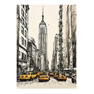 Şehir Ve Taksiler Model Mdf Tablo 35cm X50cm 35x50 cm