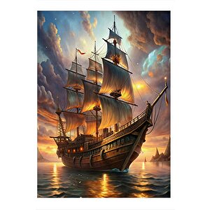 Kadırga Yelkenli Gemi Mdf Poster 25cmx 35cm 25x35 cm