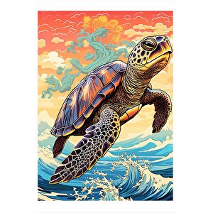 Deniz Kaplumbağası Caretta Caretta Desenli Mdf Tablo 25cmx 35cm 25x35 cm