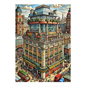 Renkli Şehir Art Mdf Tablo 25cmx 35cm 25x35 cm