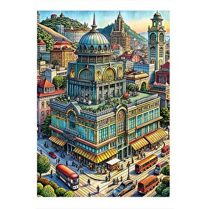 Şehirde Yaşam Dekoratif Ahşap Tablo 35cm X50cm 35x50 cm