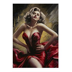Marilyn Monroe Kırmızı Elbise Mdf Poster 35cm X50cm 35x50 cm