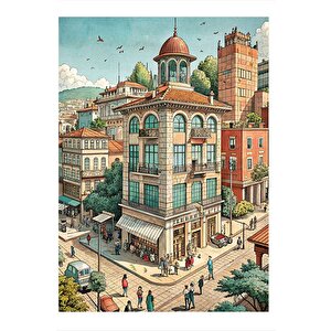 Şehirde Hayat Modern Ahşap Tablo 25cmx 35cm 25x35 cm