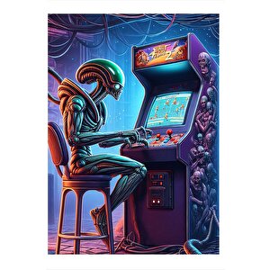 Alien Ve Atari Dekoratif Ahşap Tablo 35cm X50cm 35x50 cm