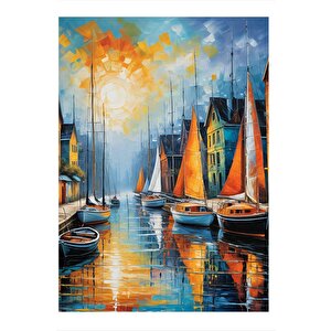 Liman Ve Yelkenli Gemiler Mdf Tablo 25cmx 35cm 25x35 cm