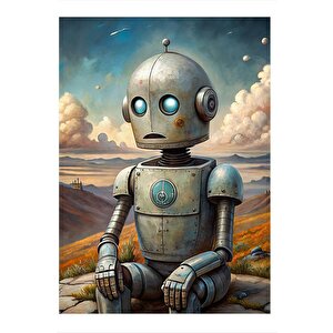 Sevimli Robot Art Mdf Tablo 35cm X50cm 35x50 cm