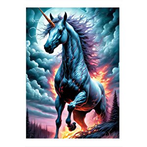 Unicorn Boynuzlu At Modern Ahşap Tablo 25cmx 35cm 25x35 cm