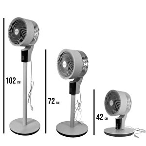 20cm 40w Uzaktan Kumandalı 3 Kademeli Gri Vantilatör