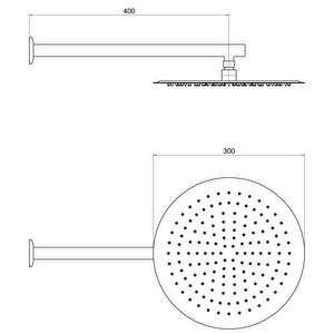 Aqua Bagno Largo Tepe Duşu  30x30 Cm. ,duvardan Duş Kolu 42,5 Cm. Paslanmaz Krom - 2 Parça Set