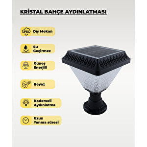 30w Solar Kristal Bahçe Aydınlatması 6500k Beyaz Işık