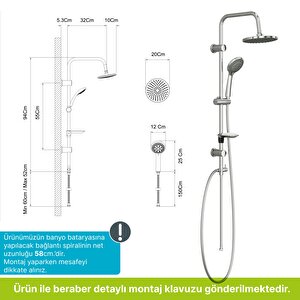 Spring Basic  Tepe Robot Duşu Seti , Parlak Krom