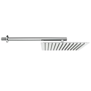 Aqua Bagno Mega Kare Tepe Duşu  30x30 Cm. , Duvardan Duş Kolu 42,5 Cm. Paslanmaz Krom - 2 Parça Set