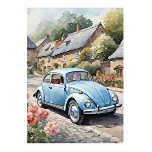 Kaplumbağa Araba Dekoratif Ahşap Tablo 25cmx 35cm 25x35 cm