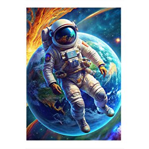 Uzayda Astronot Dekoratif Mdf Tablo 35cm X50cm 35x50 cm