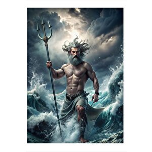 Yunan Tanrısı Poseidon Model Mdf Tablo 35cm X50cm 35x50 cm