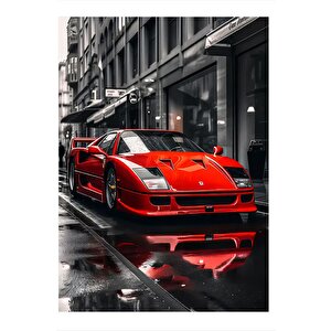 Kırmızı Spor Araba Mdf Poster 25cmx 35cm 25x35 cm