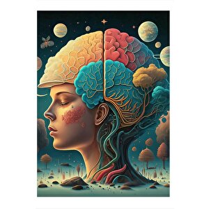 Sürreal İnsan Beyni Art Mdf Poster 35cm X50cm 35x50 cm