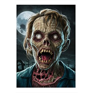 Korkunç Zombi Modern Ahşap Tablo 35cm X50cm 35x50 cm