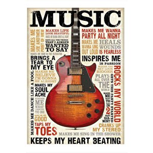 Şarkı Sözleri Ve Gitar Art Mdf Tablo 35cm X50cm 35x50 cm
