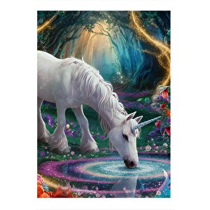 Su İçen Unicorn Tasarım Ahşap Tablo 25cmx 35cm 25x35 cm