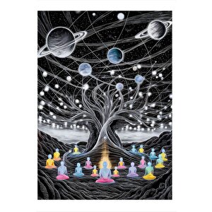 Astral Yoga Meditasyon Model Ahşap Tablo 35cm X50cm 35x50 cm