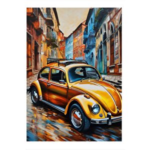 Turuncu Kaplumbağa Araba Tasarım Mdf Tablo 25cmx 35cm 25x35 cm